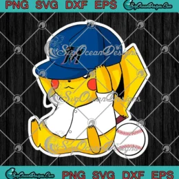 Pikachu Miami Marlins MLB SVG - Baseball Pokemon Sports SVG PNG, Cricut File