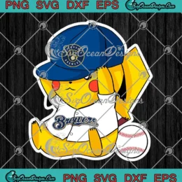 Pikachu Milwaukee Brewers MLB SVG - Baseball Pokemon Sports SVG PNG, Cricut File