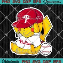 Pikachu Philadelphia Phillies MLB SVG - Baseball Pokemon Sports SVG PNG, Cricut File