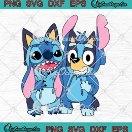 Stitch And Bluey Cosplay SVG - Cute Cartoon Characters SVG PNG, Cricut File