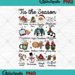 'Tis The Season Retro Christmas PNG - Groovy Santa Tree Cocoa Elements PNG JPG Clipart, Digital Download