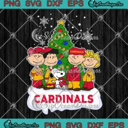 Arizona Cardinals Peanuts Xmas SVG - Snoopy And Friends Christmas Tree SVG PNG, Cricut File