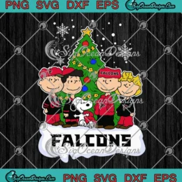 Atlanta Falcons Peanuts Xmas SVG - Snoopy And Friends Christmas Tree SVG PNG, Cricut File