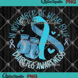 Blue Ribbon Glove Diabetes Awareness PNG - In November We Wear Blue PNG Clipart, Digital Download