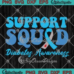 Blue Ribbon Support Squad SVG - Groovy Diabetes Awareness SVG PNG, Cricut File