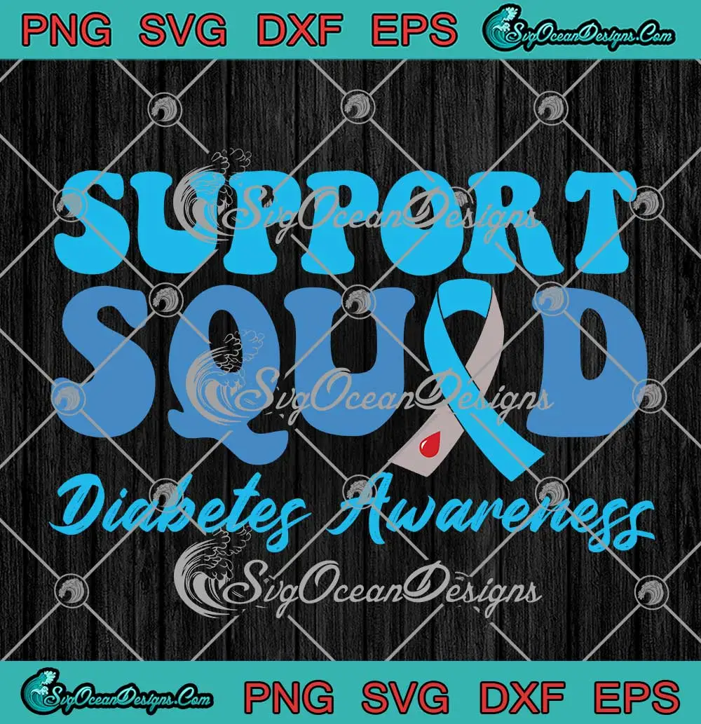 Blue Ribbon Support Squad SVG - Groovy Diabetes Awareness SVG PNG ...