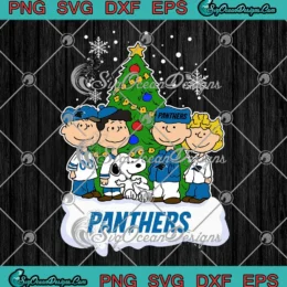 Carolina Panthers Peanuts Xmas SVG - Snoopy And Friends Christmas Tree SVG PNG, Cricut File