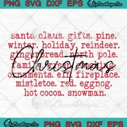 Christmas Words Gift SVG - Santa Claus Gifts Pine SVG - Winter Holiday Reindeer SVG PNG, Cricut File