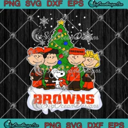 Cleveland Browns Peanuts SVG - Football Xmas SVG - Snoopy And Friends Christmas Tree SVG PNG, Cricut File