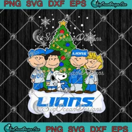 Detroit Lions Peanuts Xmas SVG - Snoopy And Friends Christmas Tree SVG PNG, Cricut File