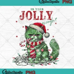 Is This Jolly Enough Xmas PNG - Grumpy Cat Christmas Lights PNG Clipart, Digital Download