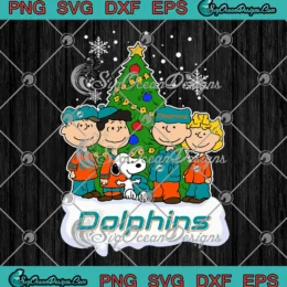 Miami Dolphins Peanuts SVG - Football Xmas SVG - Snoopy And Friends Christmas Tree SVG PNG, Cricut File