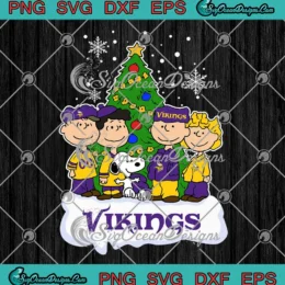 Minnesota Vikings Peanuts Xmas SVG - Snoopy And Friends Christmas Tree SVG PNG, Cricut File