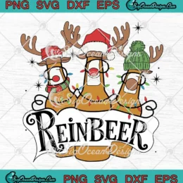 Reinbeer Christmas Drinking SVG - Funny Reindeer Beer Bottle SVG PNG, Cricut File