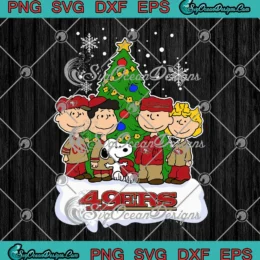 San Francisco 49ers Peanuts Xmas SVG - Snoopy And Friends Christmas Tree SVG PNG, Cricut File