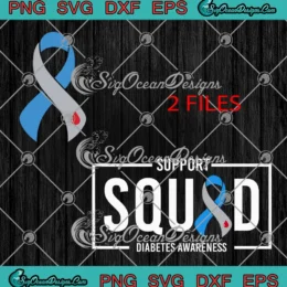 Support Squad Diabetes Awareness SVG - Blue Ribbon World Diabetes Day SVG PNG, Cricut File
