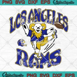 Grateful Dead bear in Los Angeles Rams colors, SVG design