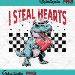 I Steal Hearts T-Rex Lovers PNG - Cute Valentine's Day PNG Clipart, Digital Download