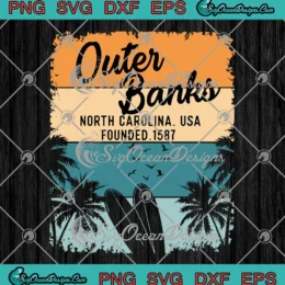 Outer Banks North Carolina USA SVG - Kids OBX Vintage SVG PNG, Cricut File