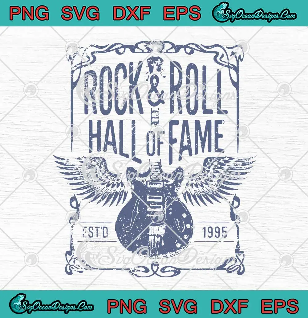 Rock-And-Roll-Hall-Of-Fame-SVG---Estd-1995-Flying-Guitar-SVG-PNG,-Cricut-File Rock And Roll Hall Of Fame SVG - Estd 1995 Flying Guitar SVG PNG, Cricut File