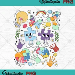 Autism Awareness Doodles PNG - Everyone Communicates PNG Clipart, Digital Download