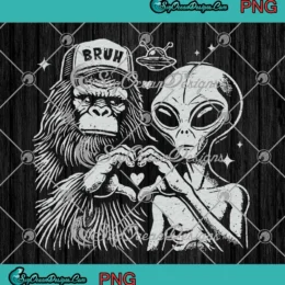 Bigfoot And Alien Heart Hands PNG - Sasquatch Love Valentine PNG Clipart, Digital Download