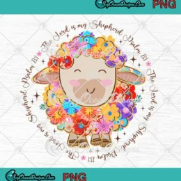 Floral Christian Easter Lamb PNG - The Lord Is My Shepherd PNG Clipart, Digital Download