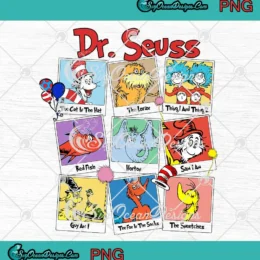 Dr. Seuss Cartoon Characters PNG - The Cat In The Hat The Lorax PNG - Thing 1 And Thing 2 PNG Clipart, Digital Download