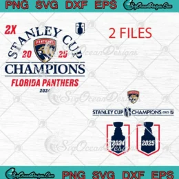 2x Stanley Cup Champions 2025 SVG - Florida Panthers Hockey SVG PNG, Cricut File