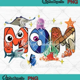Disney Pixar's Finding Nemo Mom PNG featuring characters in a heartwarming design.