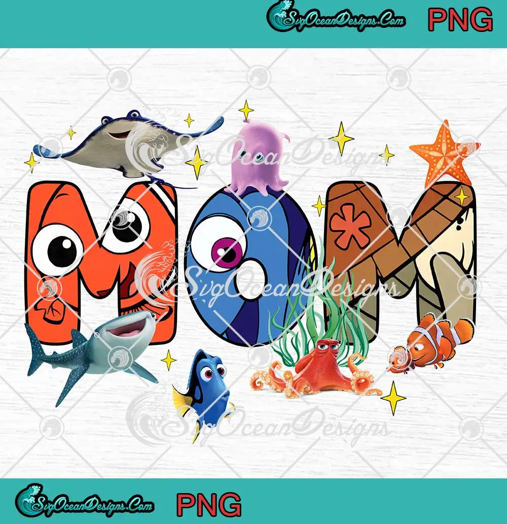 Disney-Pixar's-Finding-Nemo-Mom-PNG---Mother's-Day-Birthday-PNG-Clipart,-Digital-Download Disney Pixar's Finding Nemo Mom PNG featuring characters in a heartwarming design.