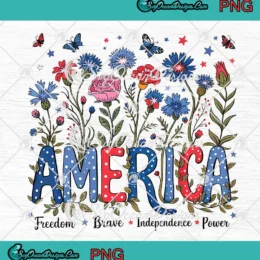Floral America 4th Of July PNG - America Patriotic PNG Clipart, Digital Download