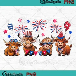 Highland Cow Patriotic PNG - 4th Of July Independence Day PNG Clipart, Digital Download