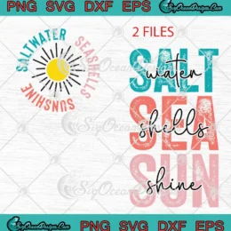 Saltwater Seashells Sunshine SVG - Retro Summer SVG PNG, Cricut File