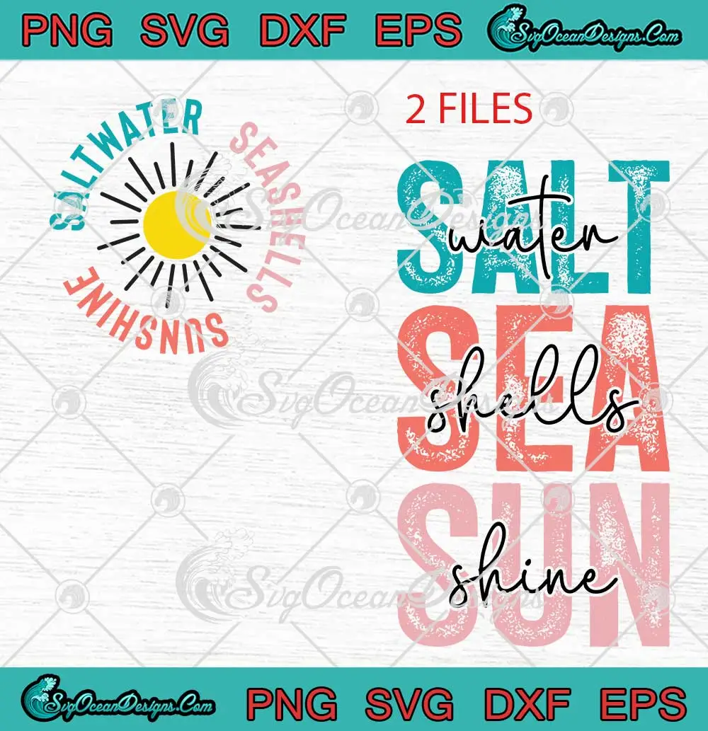 Saltwater-Seashells-Sunshine-SVG---Retro-Summer-SVG-PNG,-Cricut-File Saltwater Seashells Sunshine SVG - Retro Summer SVG PNG, Cricut File