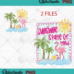 Sunshine State Of Mind Retro PNG - Flamingo Summer Vibes PNG Clipart, Digital Download