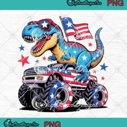 T-Rex Riding Monster Truck PNG - 4th Of July Patriotic PNG Clipart, Digital Download