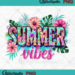 Tropical Floral Summer Vibes PNG - Summer Holiday PNG Clipart, Digital Download