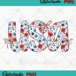 USA Coquette Bow Floral PNG - 4th Of July Patriotic PNG Clipart, Digital Download
