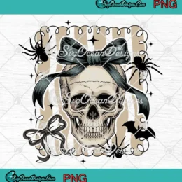 Halloween Coquette Bow Skull PNG - Preppy Halloween PNG Clipart, Digital Download