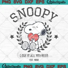 Peanuts Snoopy Love Heart SVG - Love Is All You Need Valentine SVG PNG, Cricut File