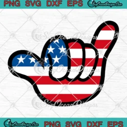USA Hang Loose Hand American Flag SVG - Patriotic Shaka Hand 4th Of July SVG PNG, Cricut File