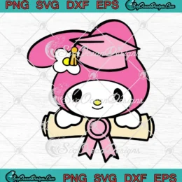 Cute My Melody Graduation SVG - Hello Kitty Senior Class SVG PNG, Cricut File