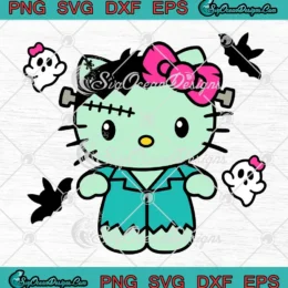 Hello Kitty Frankenstein Boy SVG - Kawaii Hello Kitty Halloween SVG PNG, Cricut File