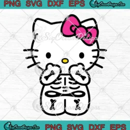 Hello Kitty Skeleton Halloween SVG - Cute Sanrio Kitty Skeleton SVG PNG, Cricut File