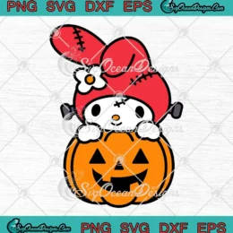 My Melody Pumpkin Halloween SVG - Sanrio Hello Kitty Halloween SVG PNG, Cricut File