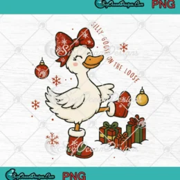 Christmas Silly Goose On The Loose PNG - Cute Xmas Silly Goose PNG Clipart, Digital Download