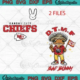 DTMF Bad Bunny SVG - Kansas City Chiefs Mascot SVG - Super Bowl 2026 Two Side SVG PNG, Cricut File