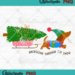 Dachshund Through The Snow PNG - Christmas Dog Colorful PNG Clipart, Digital Download