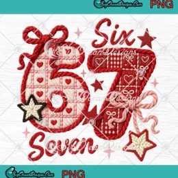 Faux Crochet Six Seven Valentine PNG - Coquette 67 Valentine's Day PNG Clipart, Digital Download